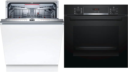 SMV6ECX93E - Série 6 - Lave-Vaisselle Tout Encastrable - Home Connect - 13 Couverts & Four Encastrable Série 4-60 X 60 Cm - HBA573BA0 - Four Multi-Fonctions Avec Pyrolyse - 3600 W
