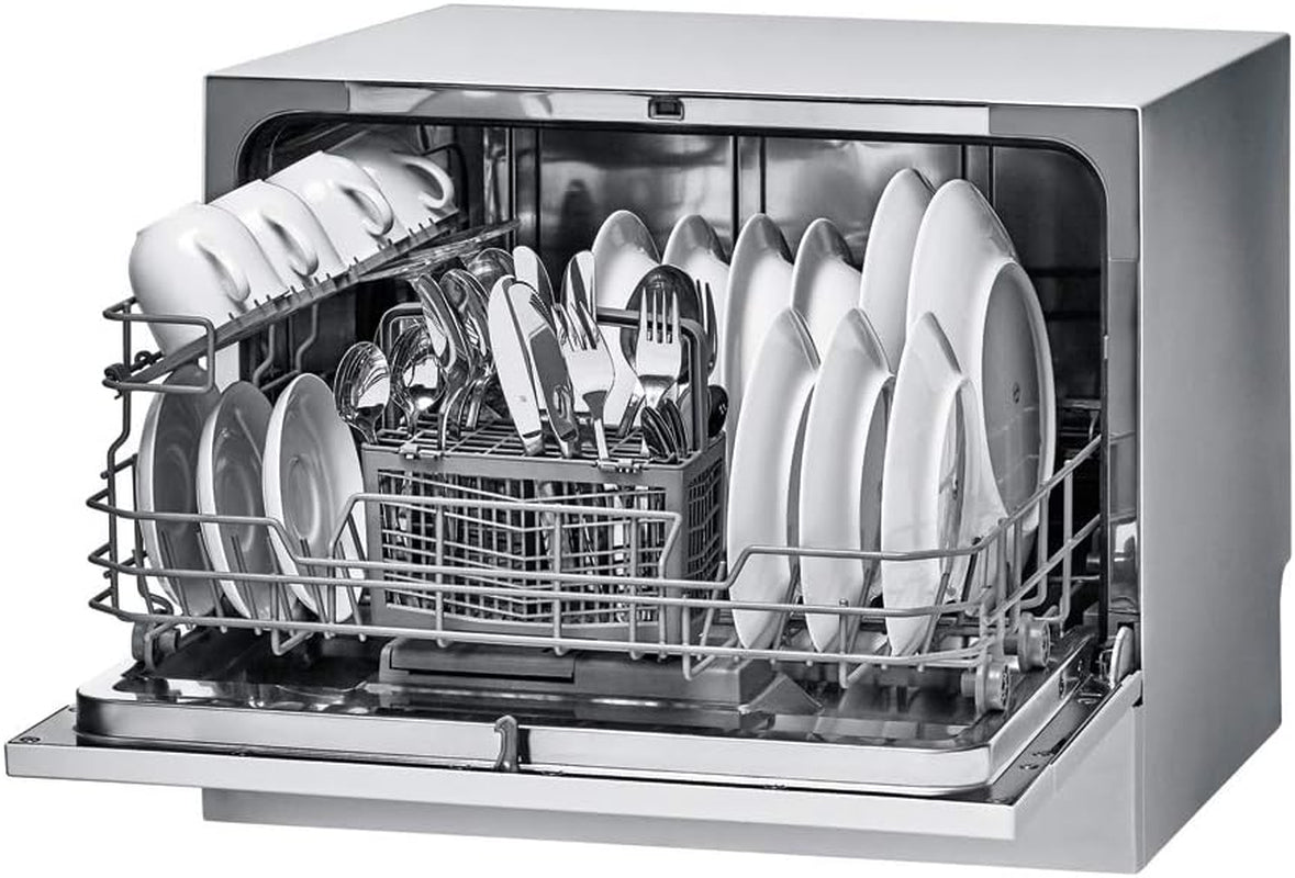 CDCP 6S Mini Lave-Vaisselle De Table - Posable, 6 Couverts, Compact, 55X50X43,8 Cm, Acier Inoxydable, Classe F