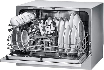 CDCP 6S Mini Lave-Vaisselle De Table - Posable, 6 Couverts, Compact, 55X50X43,8 Cm, Acier Inoxydable, Classe F