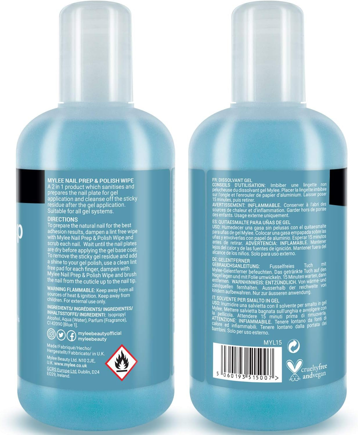 Prep + Wipe Nettoyant De Résidus De Vernis Semi-Permanent 250 Ml, Préparation & Après-Soin, Cleaner Dégraissant Vernis Gel UV LED, Multi-Usage Pour Assainir L'Ongle & Éliminer Le Collant | Base De Vernis Gel UV/LED Pour Manucure, Préparation Et Après-Soin, Multi-Usages, Désinfectant Et Enlève La Couche Collante