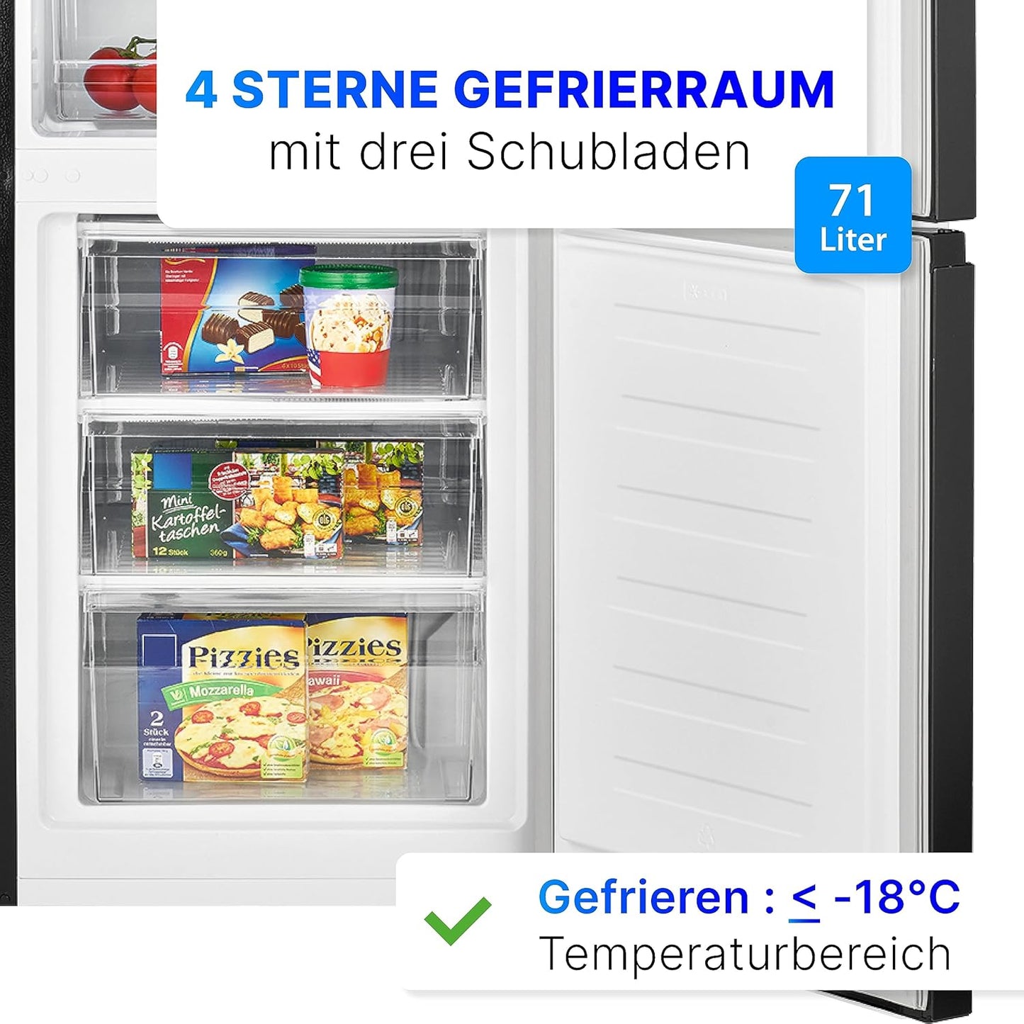 Bomann Réfrigérateur Et Congélateur 269L Noir Kg184-1-Inox/Noir, Capacité Nette : 269 Litres, Contrôle De La Température En Continu, Charnières De Porte À Droite, Interchangeables