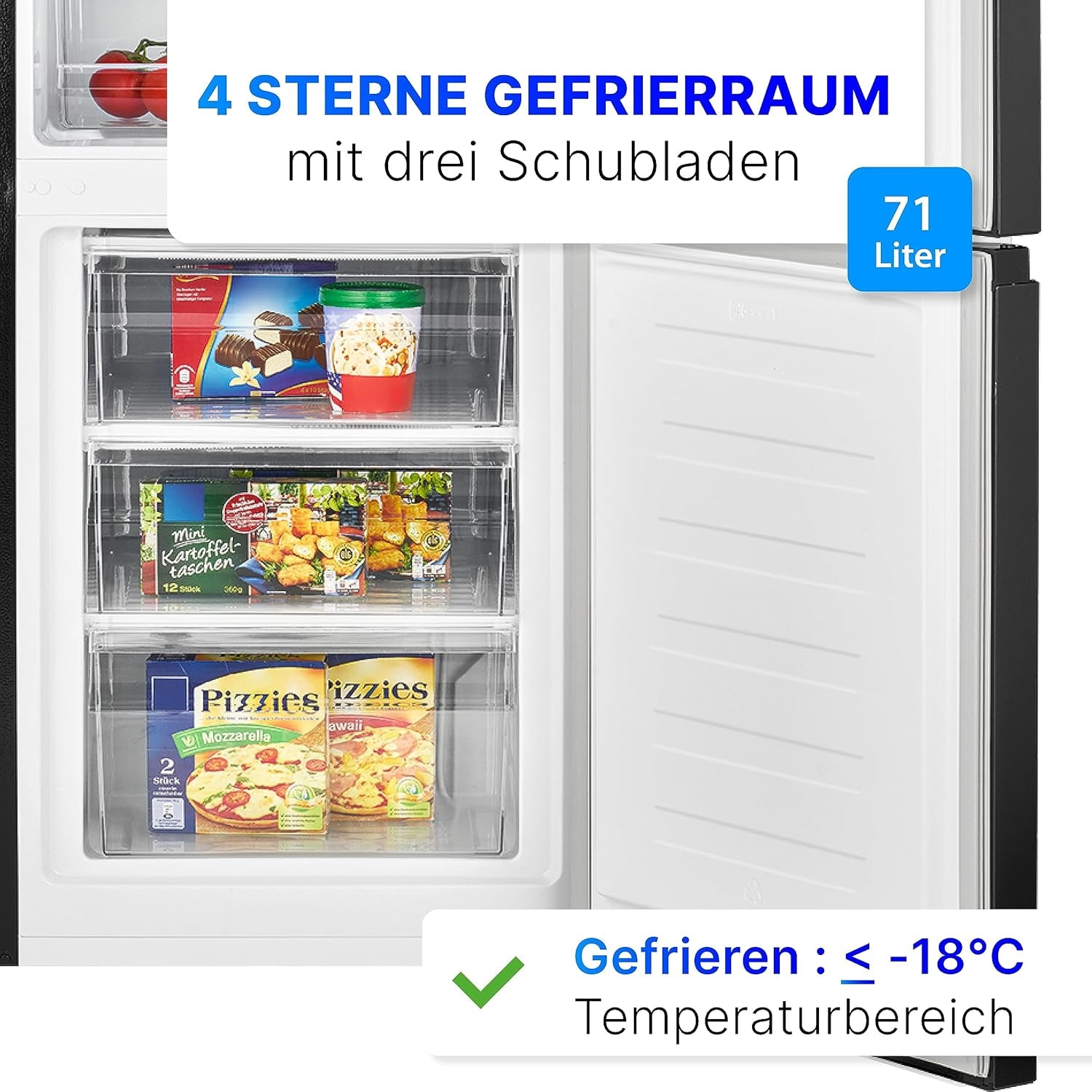 Bomann Réfrigérateur Et Congélateur 269L Noir Kg184-1-Inox/Noir, Capacité Nette : 269 Litres, Contrôle De La Température En Continu, Charnières De Porte À Droite, Interchangeables