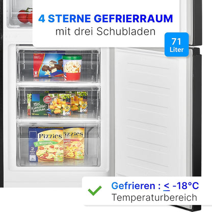 Bomann Réfrigérateur Et Congélateur 269L Noir Kg184-1-Inox/Noir, Capacité Nette : 269 Litres, Contrôle De La Température En Continu, Charnières De Porte À Droite, Interchangeables