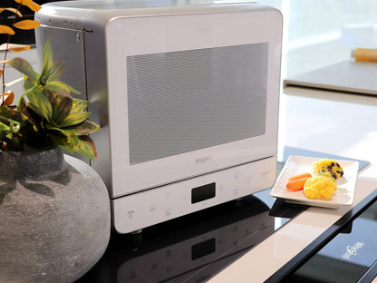 Whirlpool Max 39 WSL - Four À Micro-Ondes Et Grill, 13 Litres, Argenté, Avec Cuit-Vapeur, Grille Haute, Assiette Avec Poignée Amovible Pour Fonction Crisp, Silencieux (0 Décibel), En Acier, Blanc