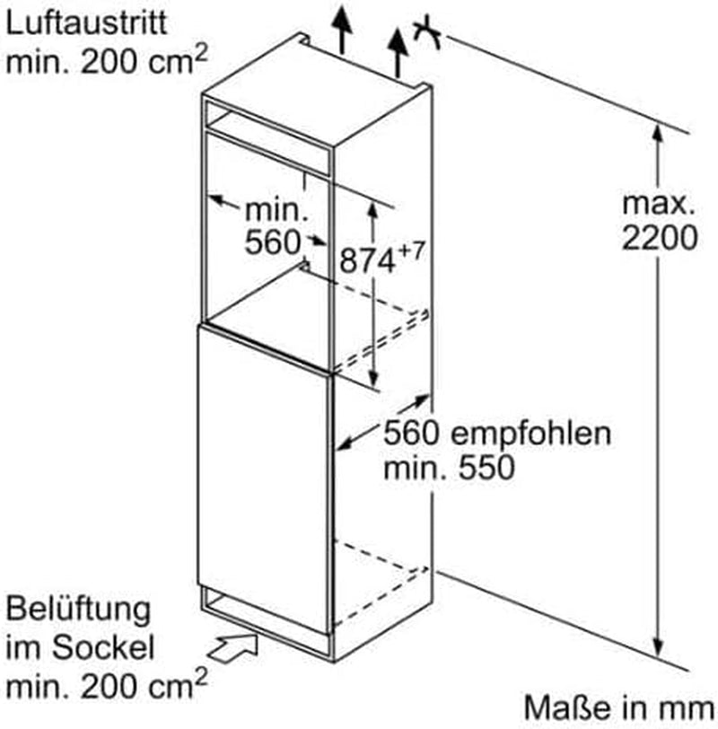 KIL22ADD1 Einbaukühlschrank Mit Gefrierfach, Nischenhöhe 88 Cm, 119 L, Festtürtechnik, Superkühlen, Vitafresh, LED Beleuchtung