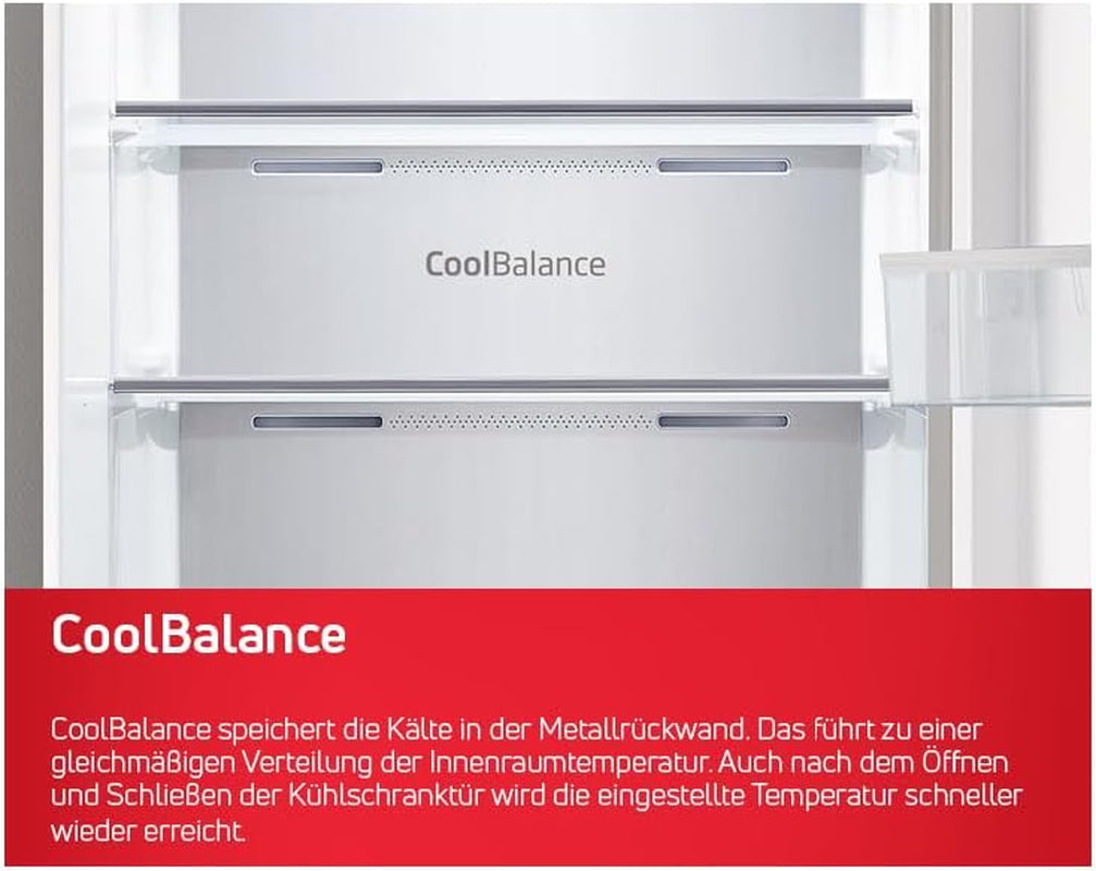 Amica VKS 358 150 E Vollraum-Kühlschrank, 60 Cm Breit, 370L, Holiday-Schaltung, Nofrost, Edelstahloptik