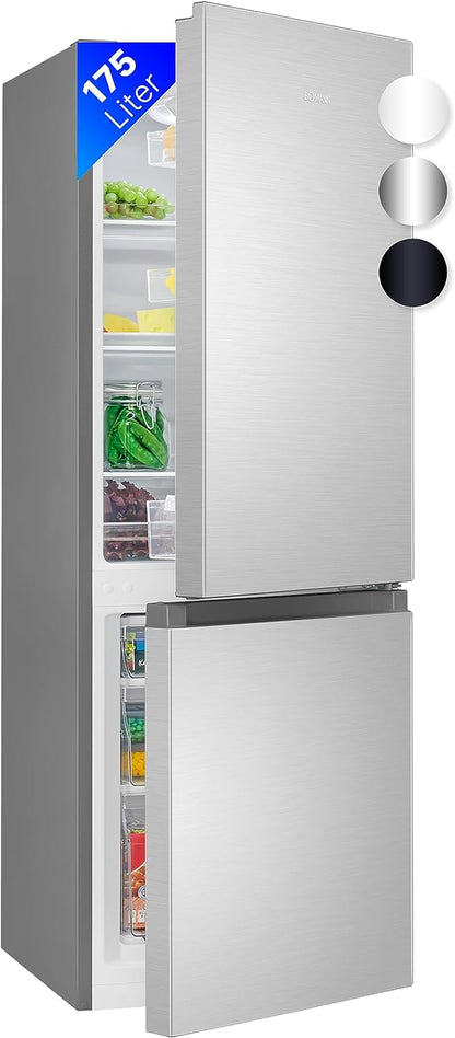 Bomann, Réfrigérateur/Congélateur, 49,5Cm De Large, 175 L, Eclairage LED, KG7352, Inox