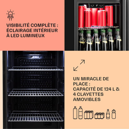 Mini Frigo De Chambre Et Bureau Pour Boisson, Petit Frigo Silencieux, Refrigerateur Mini Bar 124L, Petit Réfrigérateur Camping, Étagères Réglables Pour Le Vin, Cannette, Beer Fridge4