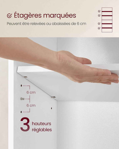 Custos Collection - Bibliothèque, Étagère Sur 6 Niveaux, Meuble De Rangement Ouvert, Étagère, Pour Salon, Bureau, Salle À Manger, Blanc Nuage LBC167T14