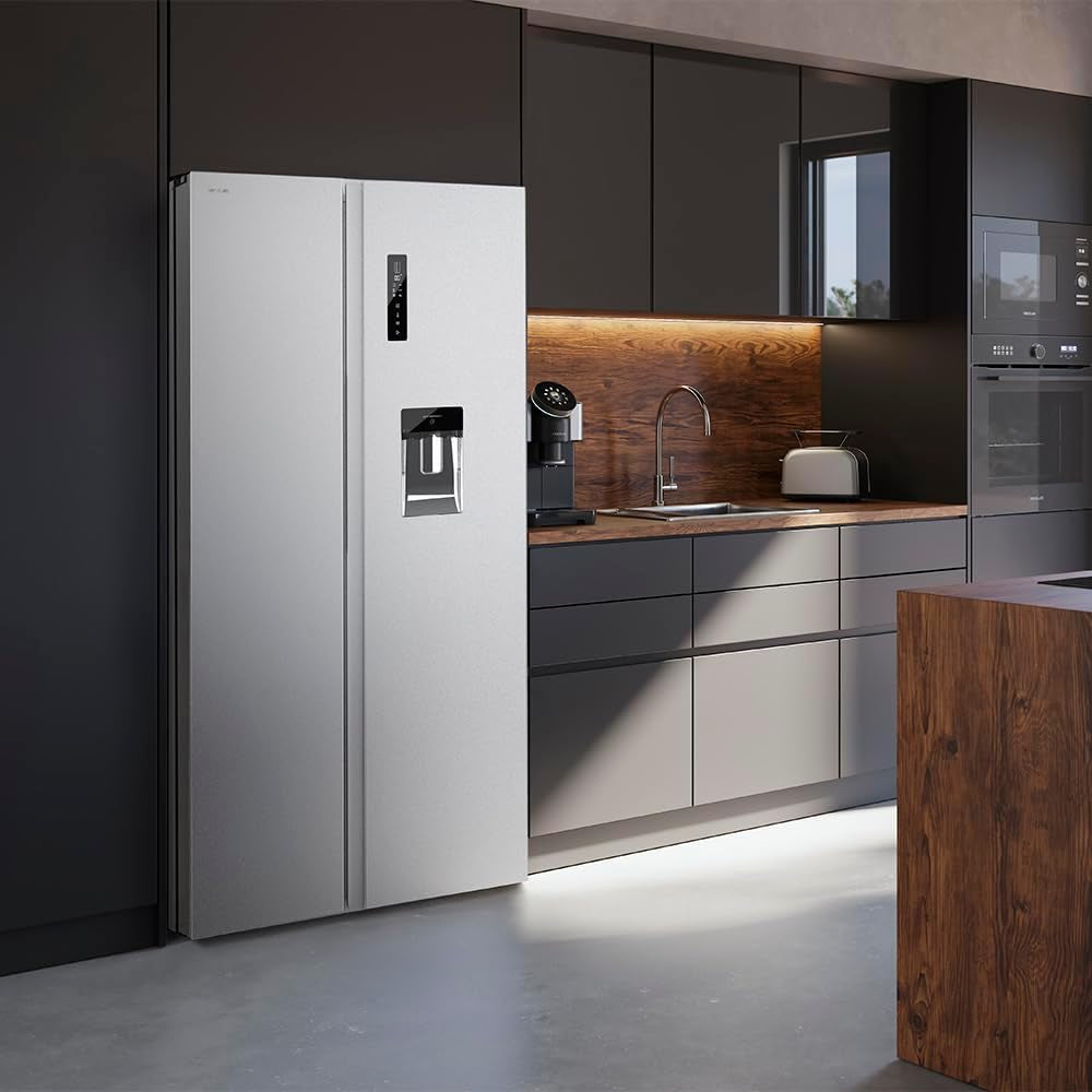 Réfrigérateur Américain De 559 Litres Bolero Coolmarket SBS 562 Inox D. 177 Cm De Hauteur Et 90 Cm De Largeur, Classe D, Système Multi Air Flow, No Frost Total, Moteur Inverter Plus