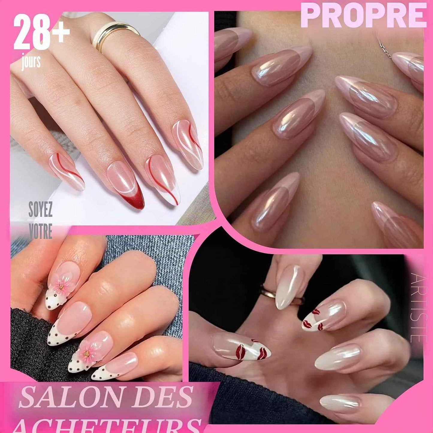 Capsule Américaine Ongles Amande Moyenne 504 Pièces | Faux Ongles Couverture Totale, Gel Souple Sans Courbure En C, Idéal Pour Extensions D’Ongles Et DIY À La Maison 12 Tailles