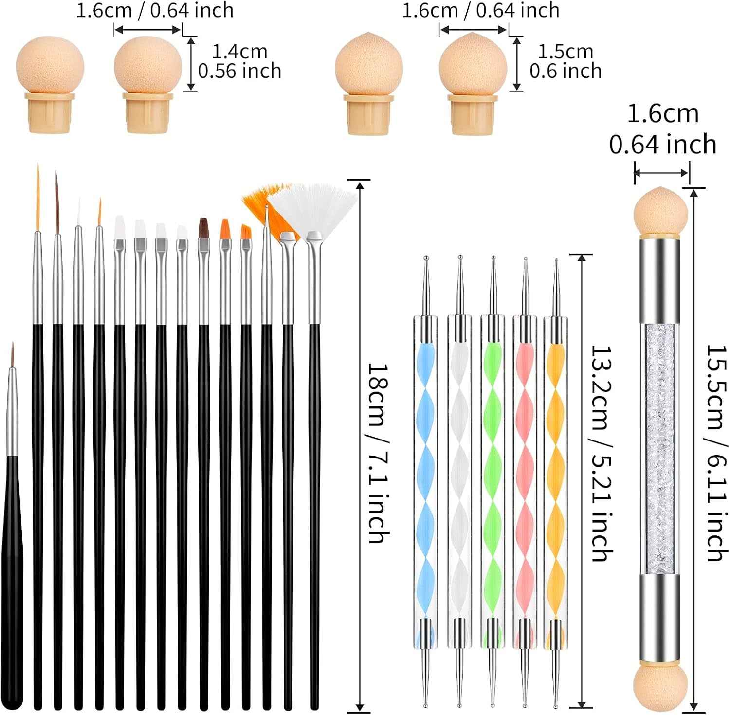25 Pièces Pinceaux À Nail Art Ongles, Kit Complet De Pinceaux Gel Précision En Acrylique Et Pinceaux Dégradeurs Dotingtool Pour Décoration Des Ongles Et Usage Professionnel Manucure