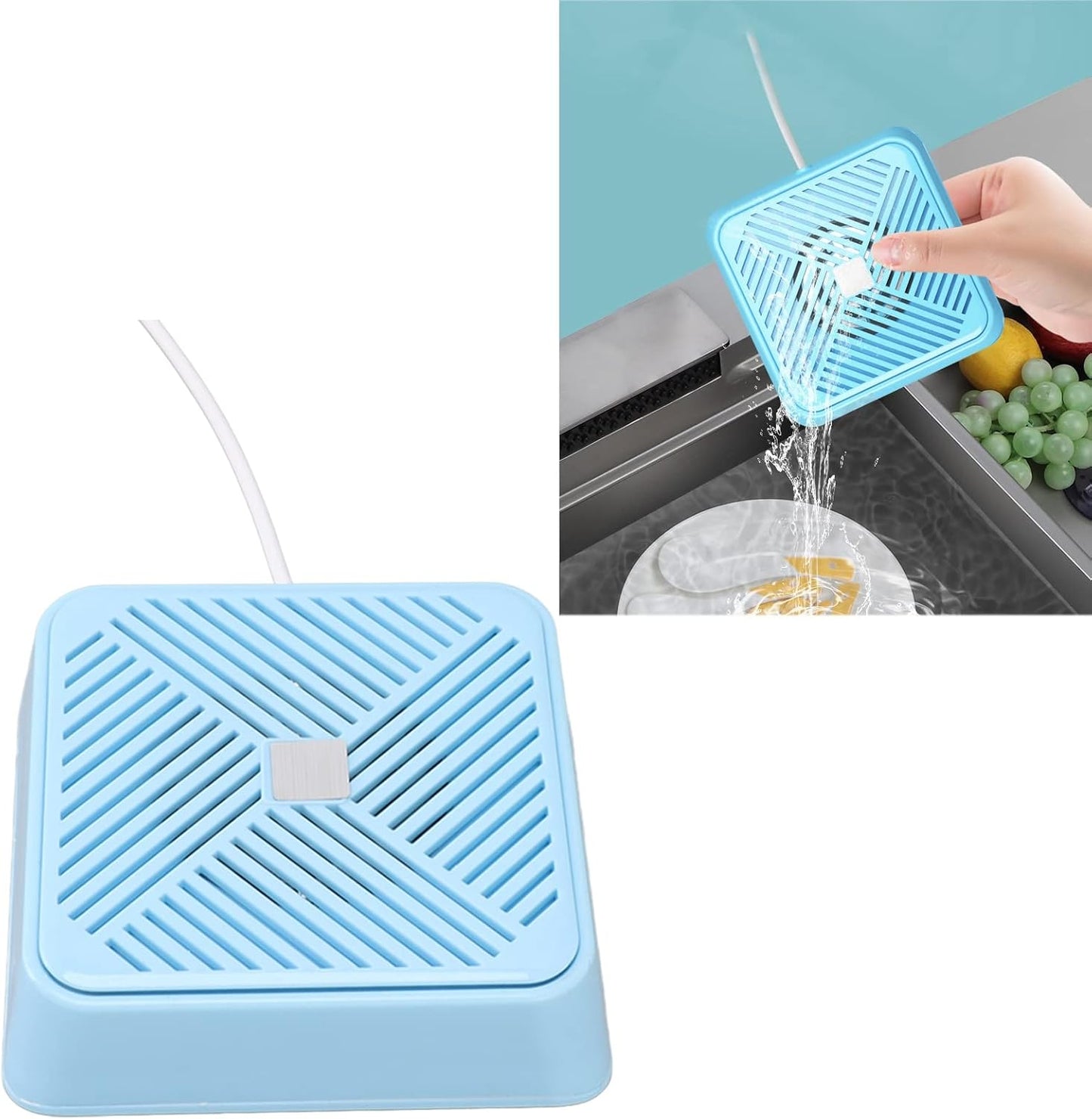 Lave-Vaisselle USB Évier, Puissant 5 V Intégré Sans Fuite USB Lave-Vaisselle Entrée CC Haute Fréquence Ultrasonique Avec Ventouse En Silicone Pour Le Ménage (Bleu)