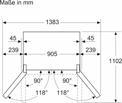 KFN96VPEA - Série 4 Réfrigérateur Multi-Portes Congélateur En Bas - 605 L - 183 X 91 (H X L) - Inox anti Trace De Doigts