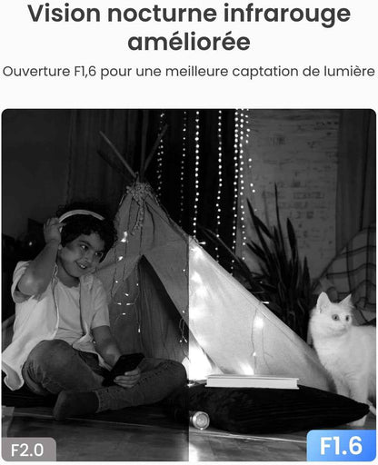 3K 5MP Caméra Surveillance Wifi Intérieure 360° PT, E1 Pro | Suivi Automatique, Détéction De Personne/Animal/Pleurs De Bébé, Wi-Fi 2,4/5 Ghz, Vision Nocturne, Audio Bidirectionnel.