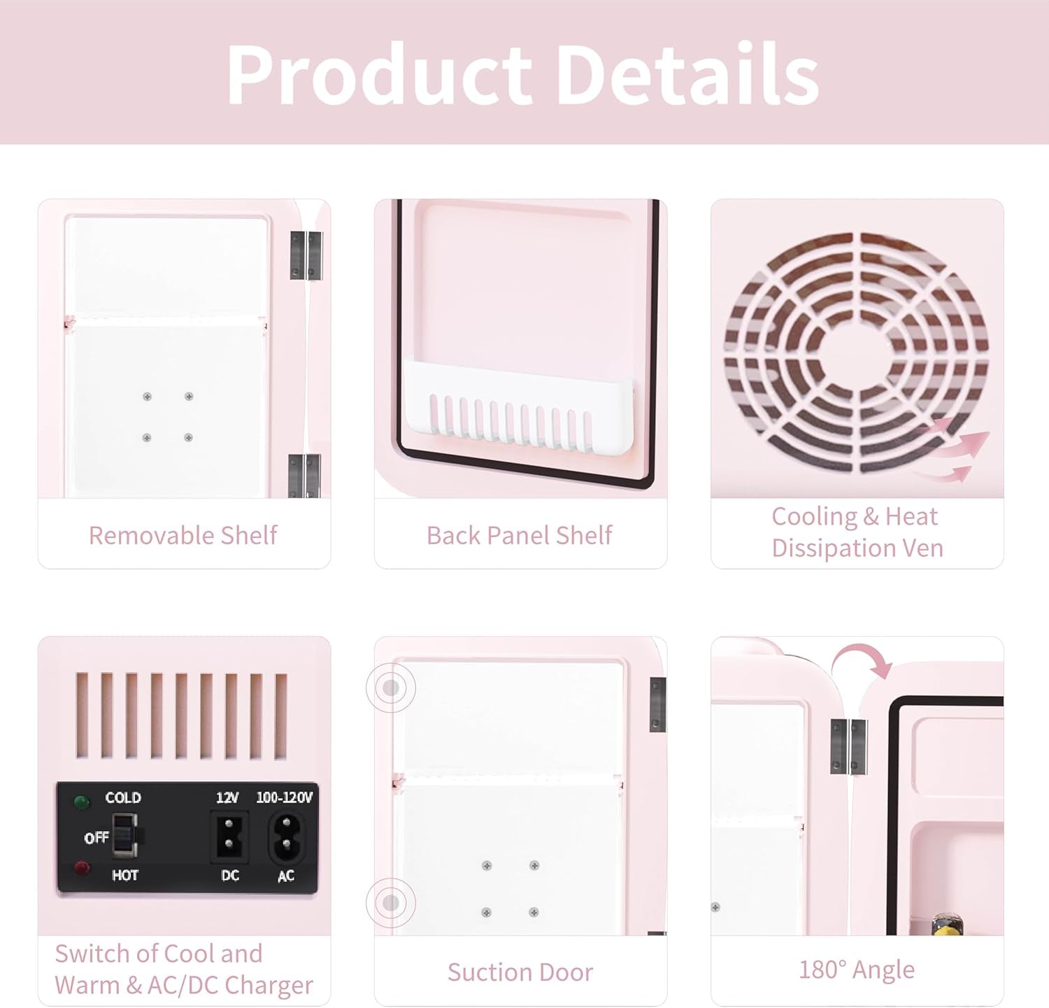 Mini Frigo De Chambre, 4 Litres Frigo Cosmetique, Petit Frigo Thermoélectrique CA/CC Pour Boissons, Nourriture, Beauté, Bureau, Dortoir, Voiture, Rose