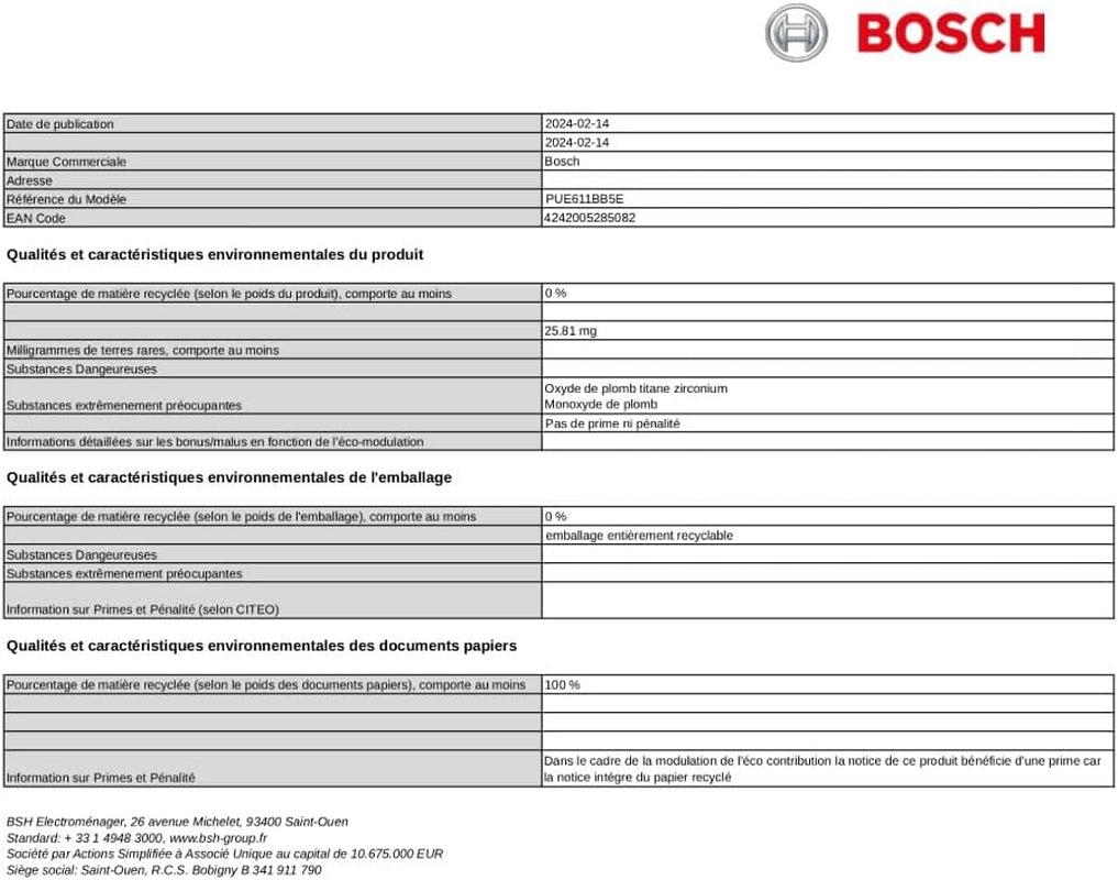 Bosch PUE611BB5E Série 4 - Plaque Induction, Touch Select | 60 Cm, Noir, 4 Foyers, Timer Avec Fonction Arrêt, 17 Niveaux De Réglage De La Puissance