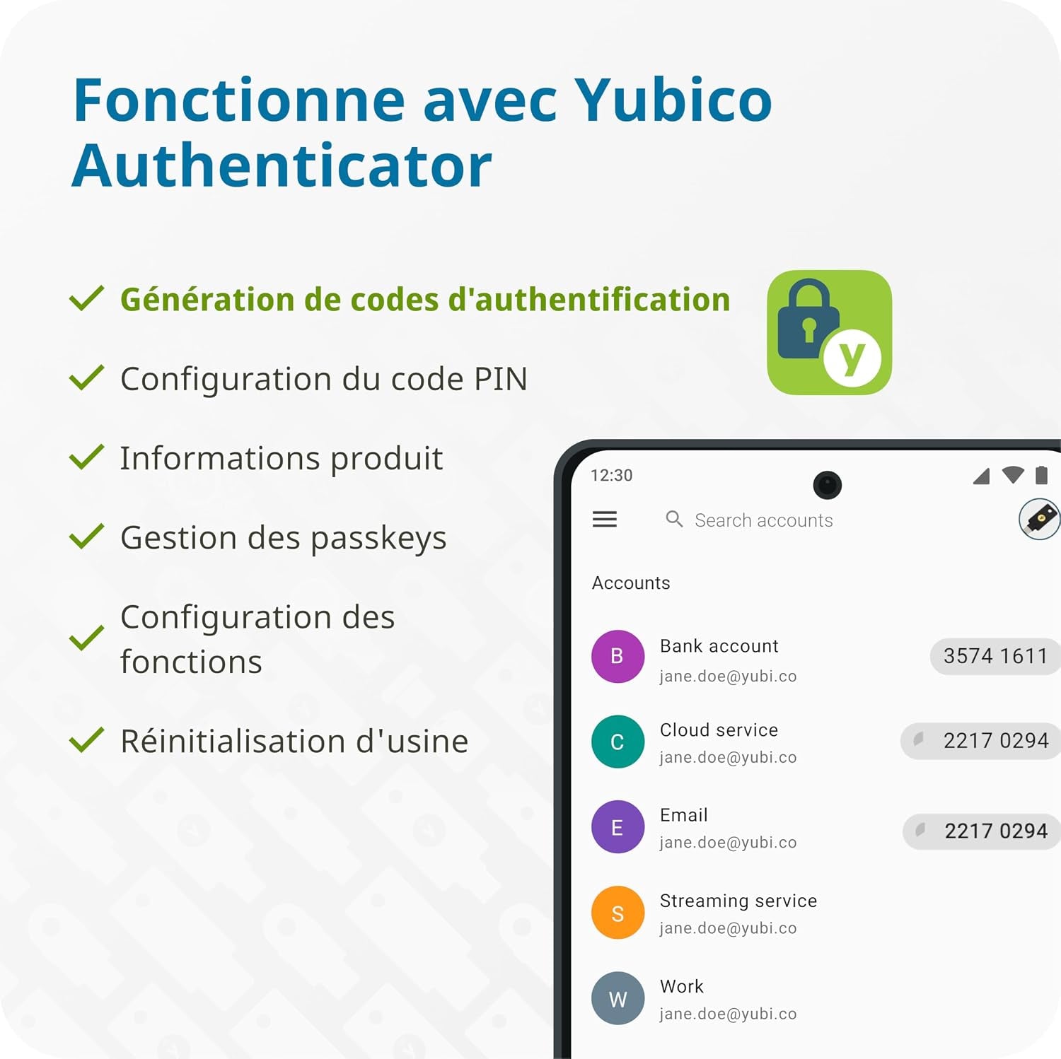- Yubikey 5C NFC - Clé De Sécurité Pour L'Authentification À Deux Facteurs (2FA), Connexion via USB-C Ou NFC, Certification FIDO - Protection De Vos Comptes En Ligne