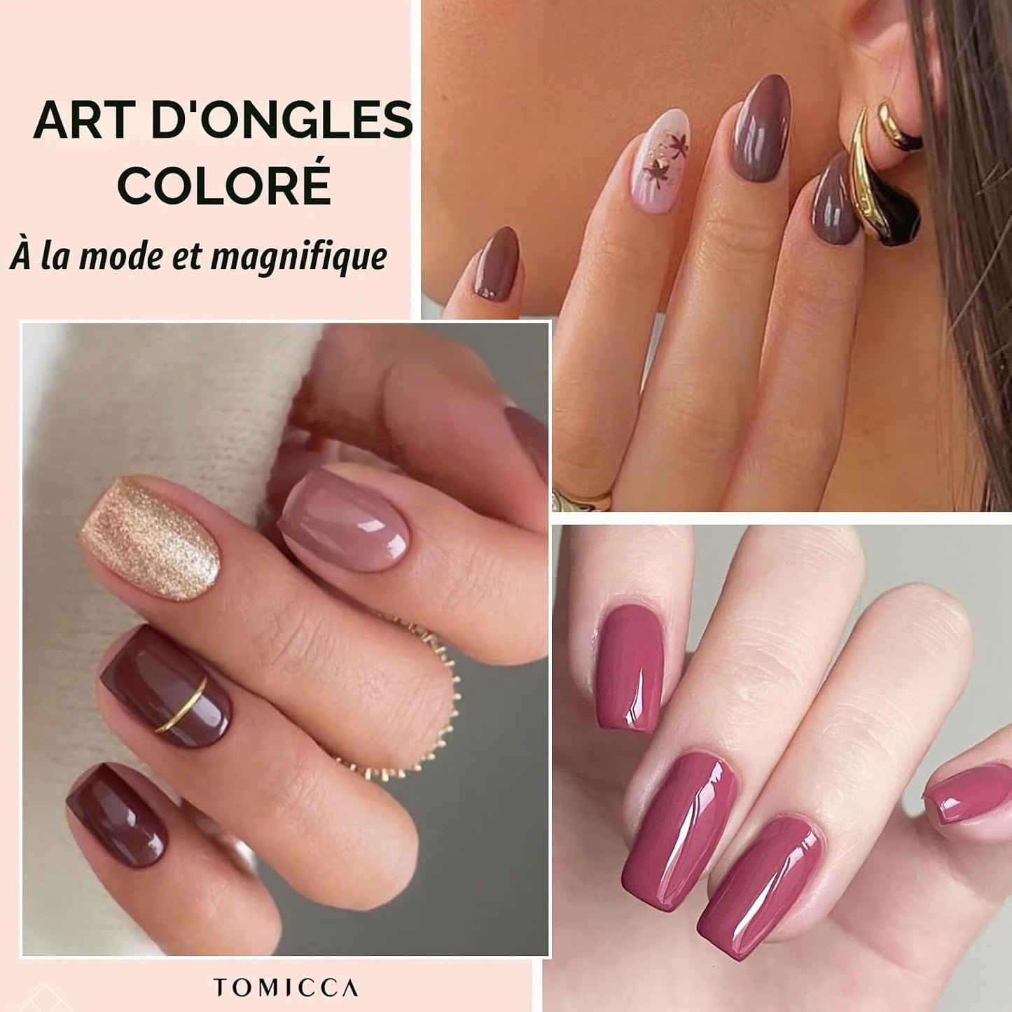 Vernis Semi Permanent Blanc Rose Violet Kit, 6 Couleurs Vernis Gel UV Semi Permanent Kit, Vernis À Ongles Gel Nail Polish UV LED Soak off Manucure Nail Art Kit, 8ML