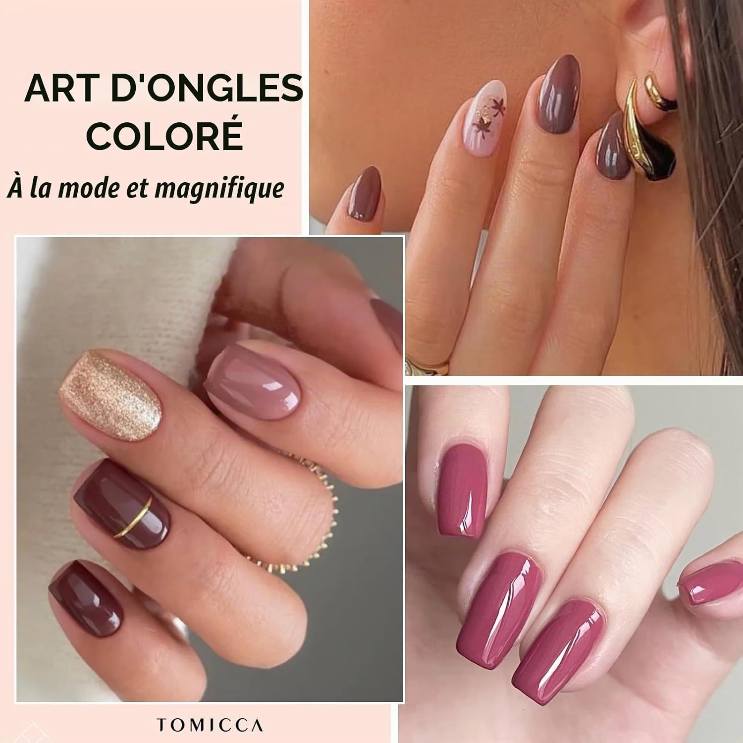 Vernis Semi Permanent Blanc Rose Violet Kit, 6 Couleurs Vernis Gel UV Semi Permanent Kit, Vernis À Ongles Gel Nail Polish UV LED Soak off Manucure Nail Art Kit, 8ML