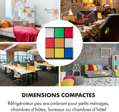 Solve - Mini-Réfrigérateur, Minibar, Système De Refroidissement Thermoélectrique, Capacité De 48 Litres, Bouton De Réglage Mécanique, Refroidissement : 0 À 10 °C, Noir/Coloré