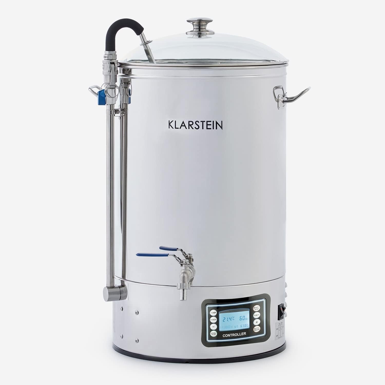 Mundschenk - Cuve De Brassage, Cuve Fermentation Bière, Memorybrew, Ecran LCD, Inox 304, Avec Tamis Et Récipient À Grains, Chauffage De 2500 W, 30 L - Argent