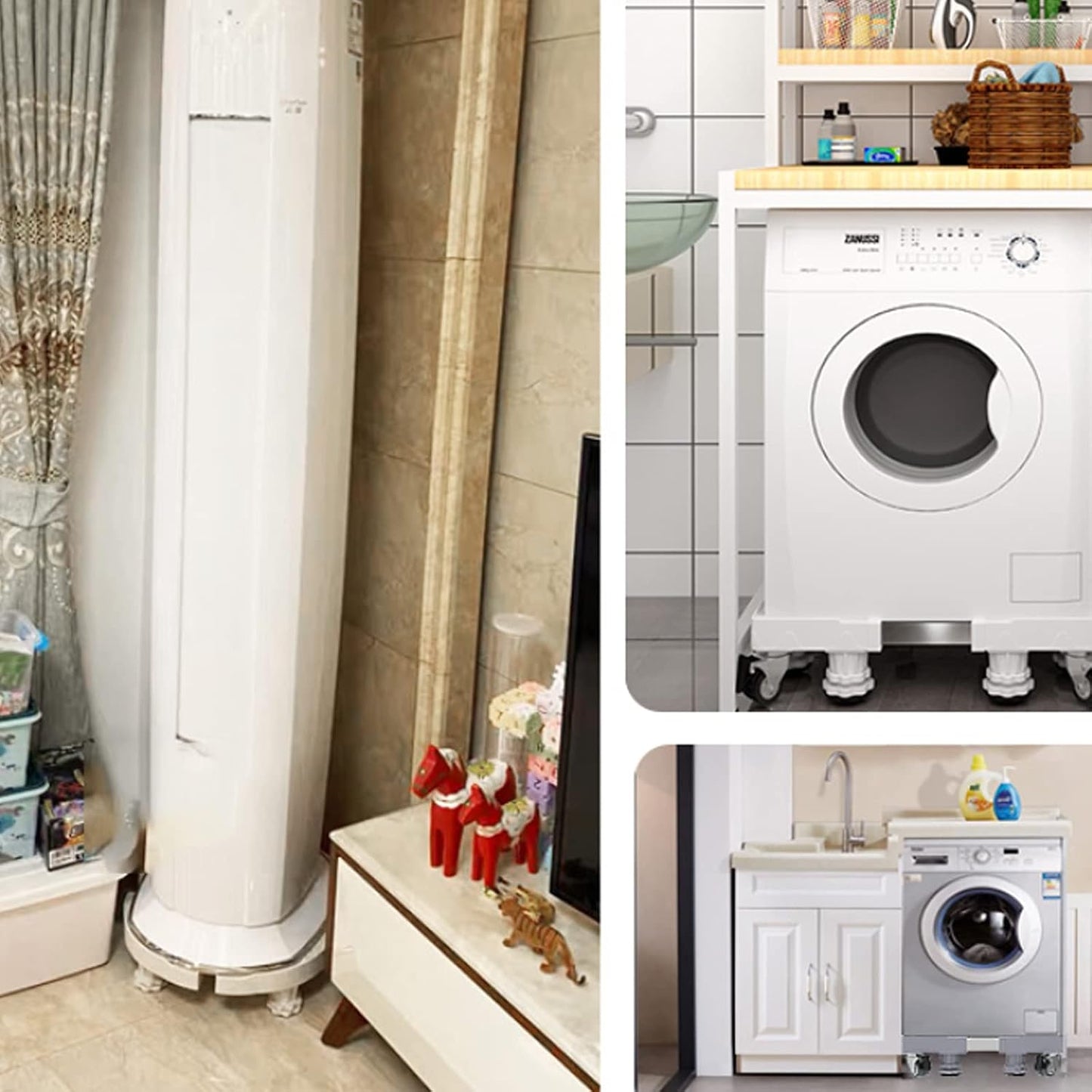 Support De Machine À Laver Réglable Et Mobile, Roue Télescopique, Frein, Plate-Forme Élévatrice Pour Équipement Lourd Tel Que Réfrigérateur Et Sèche-Linge