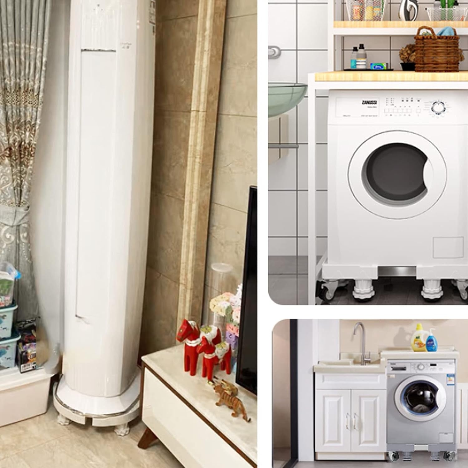 Support De Machine À Laver Réglable Et Mobile, Roue Télescopique, Frein, Plate-Forme Élévatrice Pour Équipement Lourd Tel Que Réfrigérateur Et Sèche-Linge