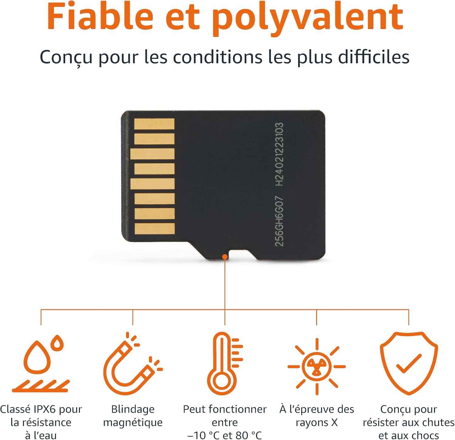 Carte Microsdxc 256 Go Avec Adaptateur, Vitesse De Lecture Jusqu’À 200 Mo/S, Lot De 1
