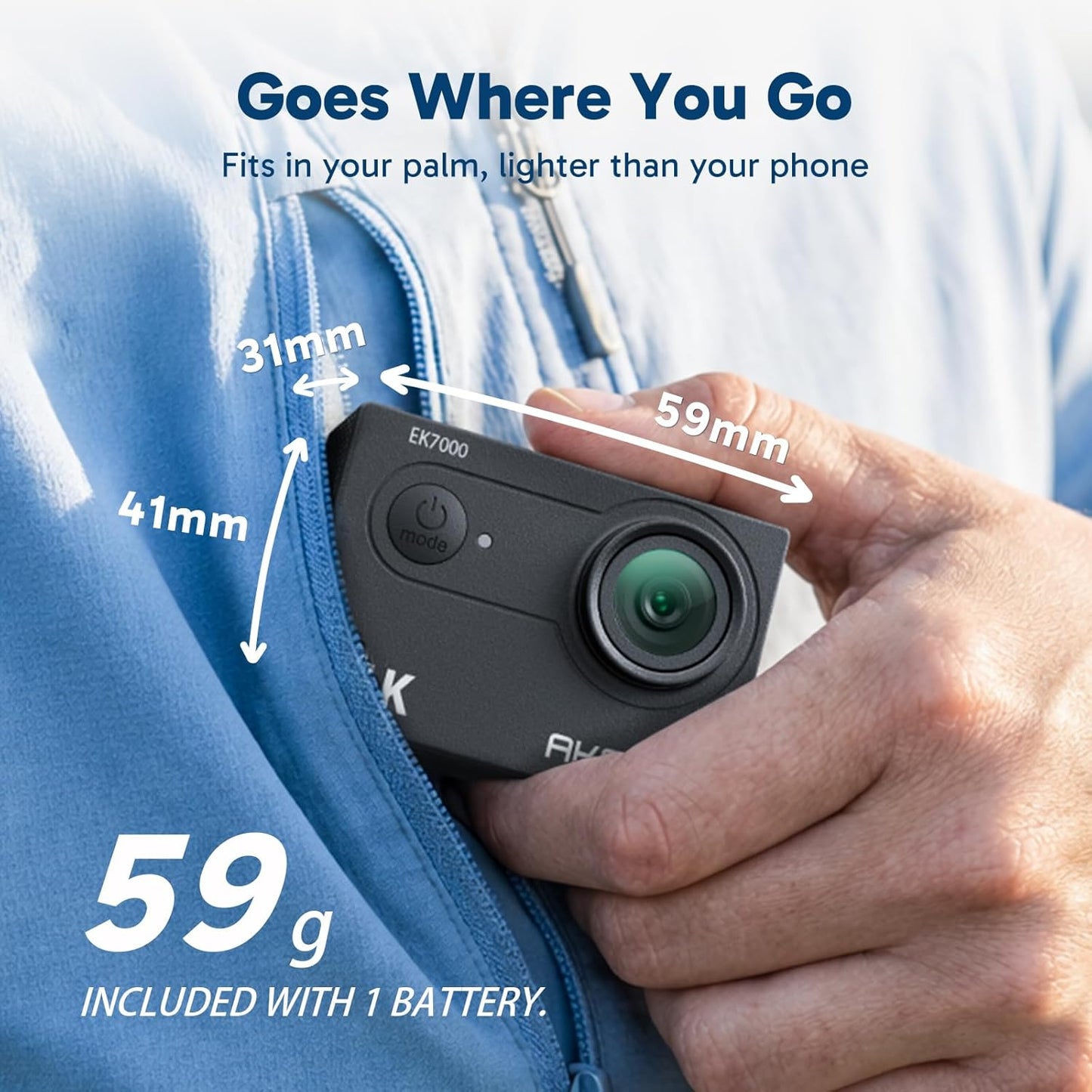 EK7000 Caméra Sport 4K 30FPS 20MP Wif Camera 4K Étanche Stabilisation | Boîtier 40M, Grand Angle 170°, Télécommande 2.4G, Kit Montage, Qualité D'Image Ultra HD Pour Les Passionnés D'Aventure, Noir