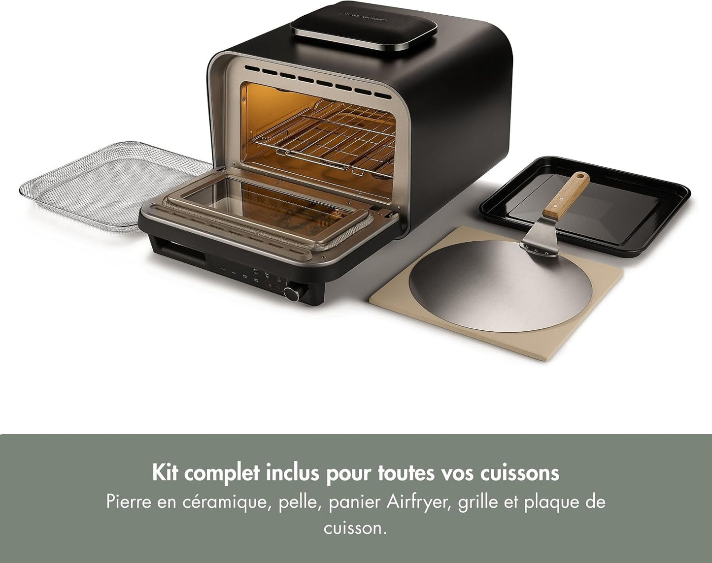Riviera&Bar Four À Pizza - Four Compact Et Polyvalent, Haute Température - Programmes Variés Dont Air Fryer, Écran Digital Intuitif - Utilisation Intérieure Et Extérieure - Accessoires Inclus