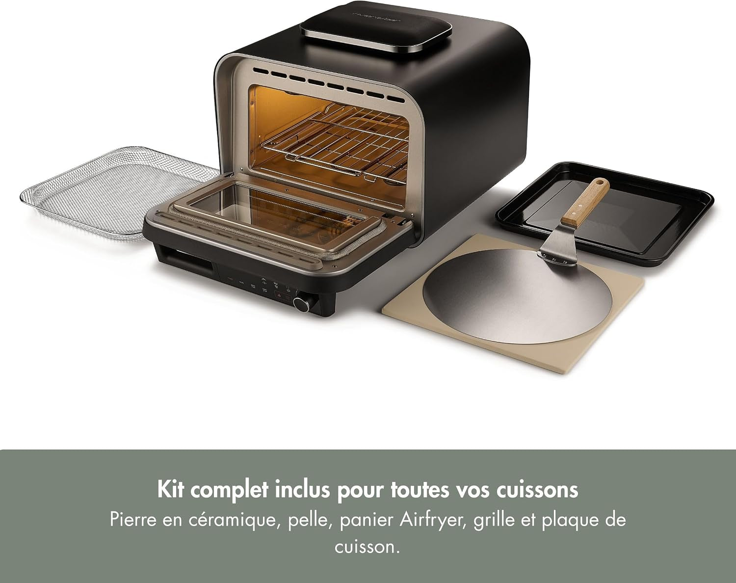 Riviera&Bar Four À Pizza - Four Compact Et Polyvalent, Haute Température - Programmes Variés Dont Air Fryer, Écran Digital Intuitif - Utilisation Intérieure Et Extérieure - Accessoires Inclus