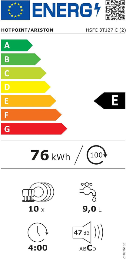 Hotpoint HSFC 3T127 C Lave-Vaisselle Autonome 10 Places A++ - Lave-Vaisselles (Autonome, Compact (45 Cm), Blanc, Blanc, Tactil, LED)