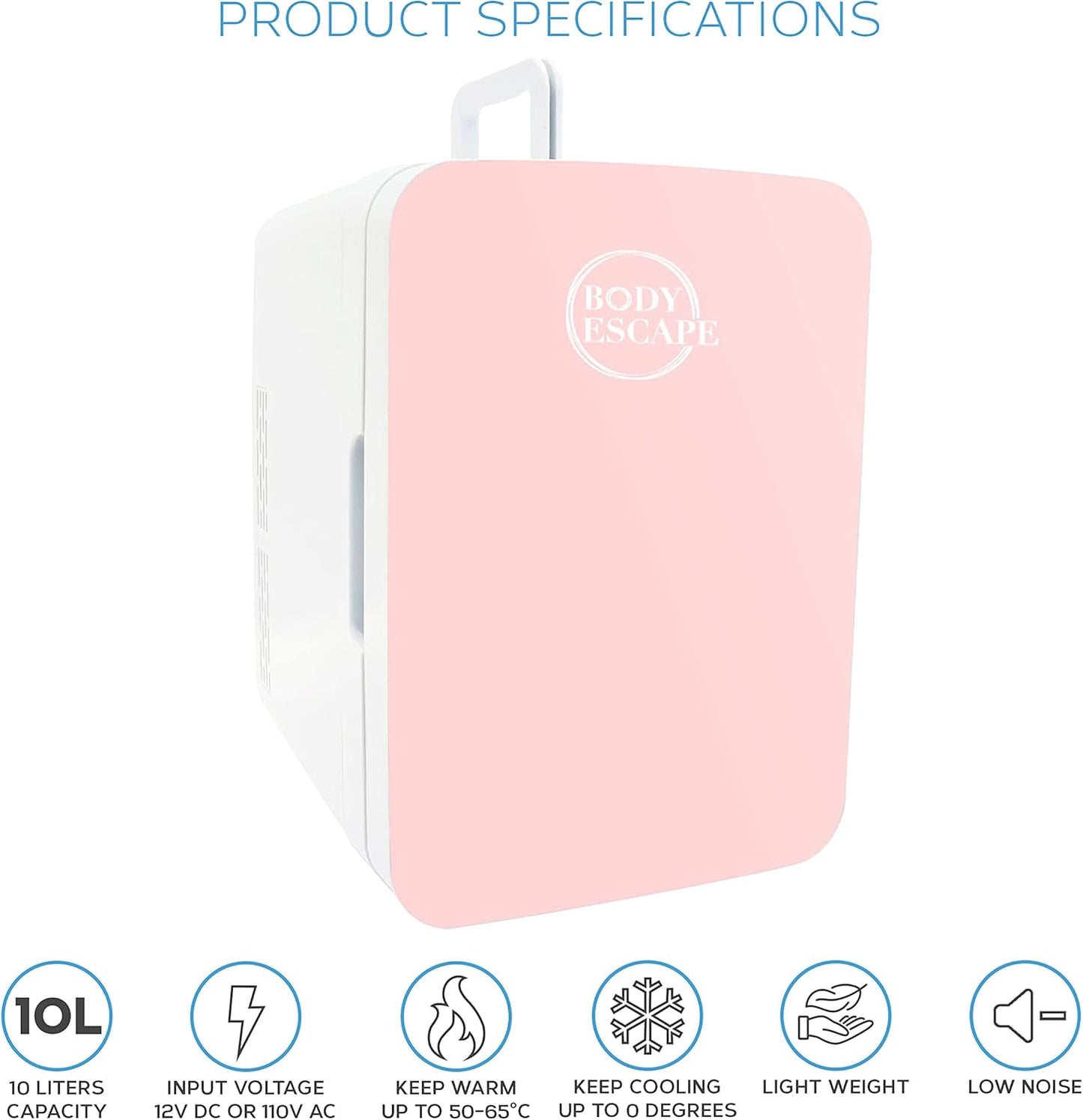 Body Escape Mini Réfrigérateur Pour Soins De La Peau Et Maquillage - Mini Réfrigérateurs Beauté À Porte En Verre - Réfrigérateur Portable, Compact, Et Silencieux Pour Le Maquillage - 10L - Rose