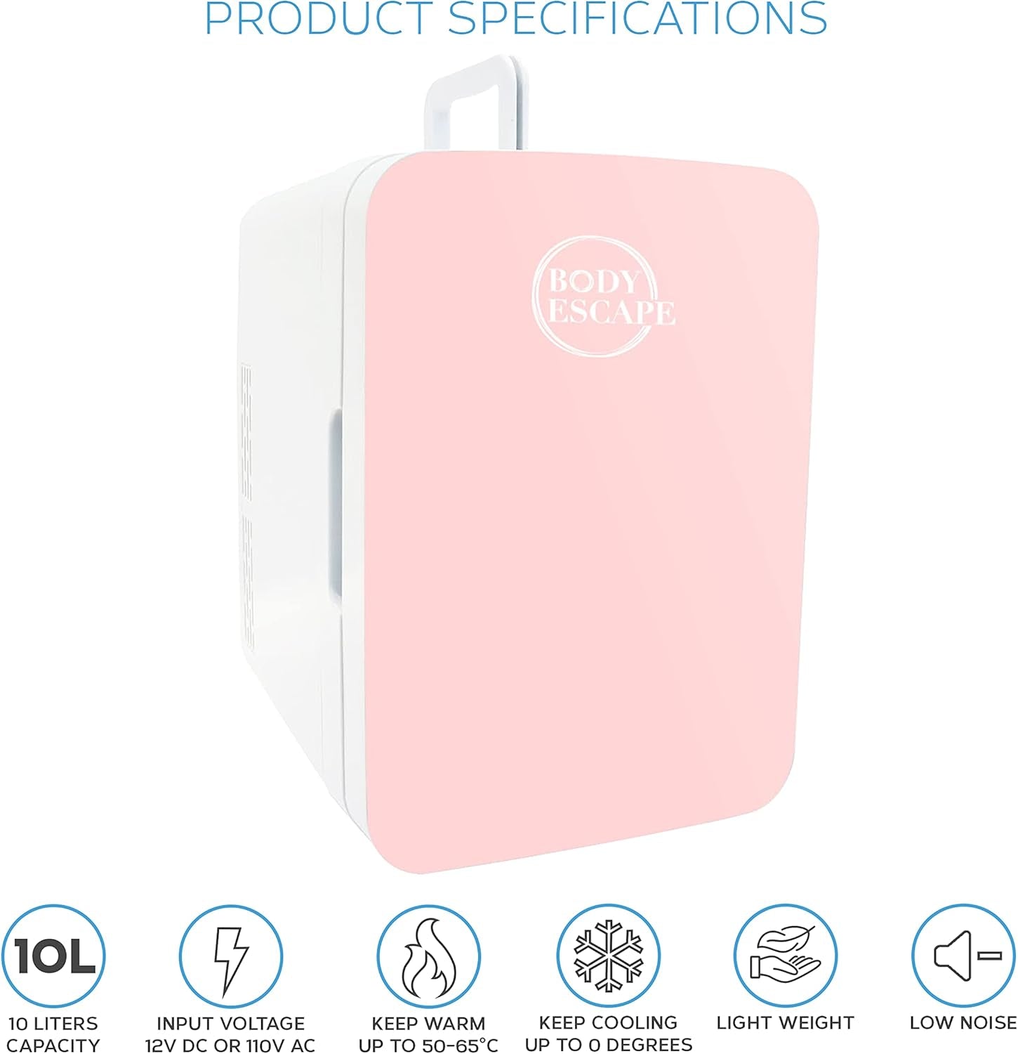 Body Escape Mini Réfrigérateur Pour Soins De La Peau Et Maquillage - Mini Réfrigérateurs Beauté À Porte En Verre - Réfrigérateur Portable, Compact, Et Silencieux Pour Le Maquillage - 10L - Rose