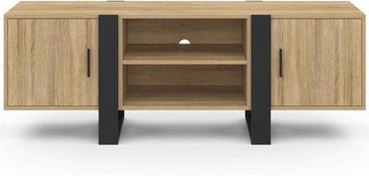 - Meuble TV 140 Cm Phoenix 2 Portes Bois Et Noir