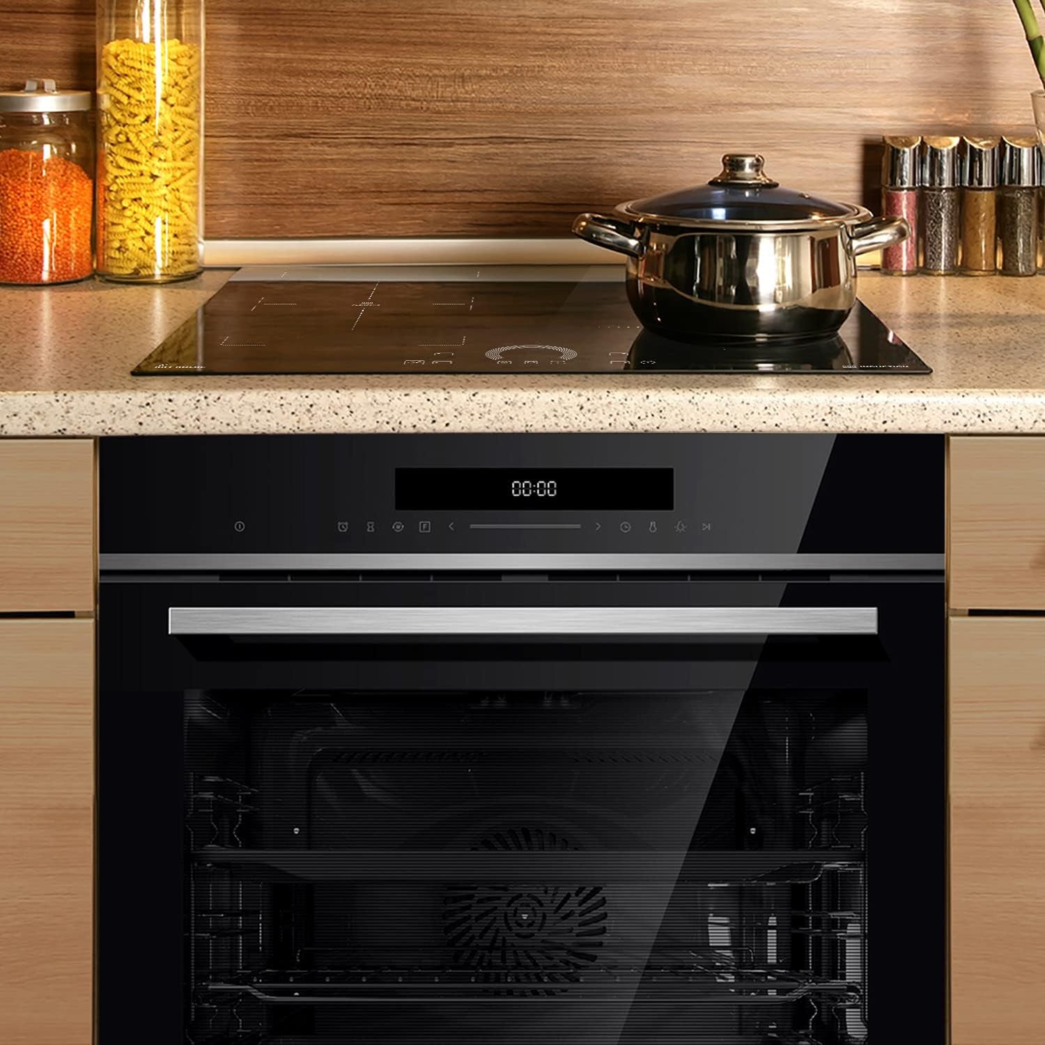 Cuisinière: 60Cm Four Encastrable EB8019EDP + 59Cm Plaque Induction IH85901FZ / Pyrolyse/Fonction Pizza/Gril/Circulation De L'Air/Air Chaud/Tiroirs Télescopiques / SET8019IH592FZ