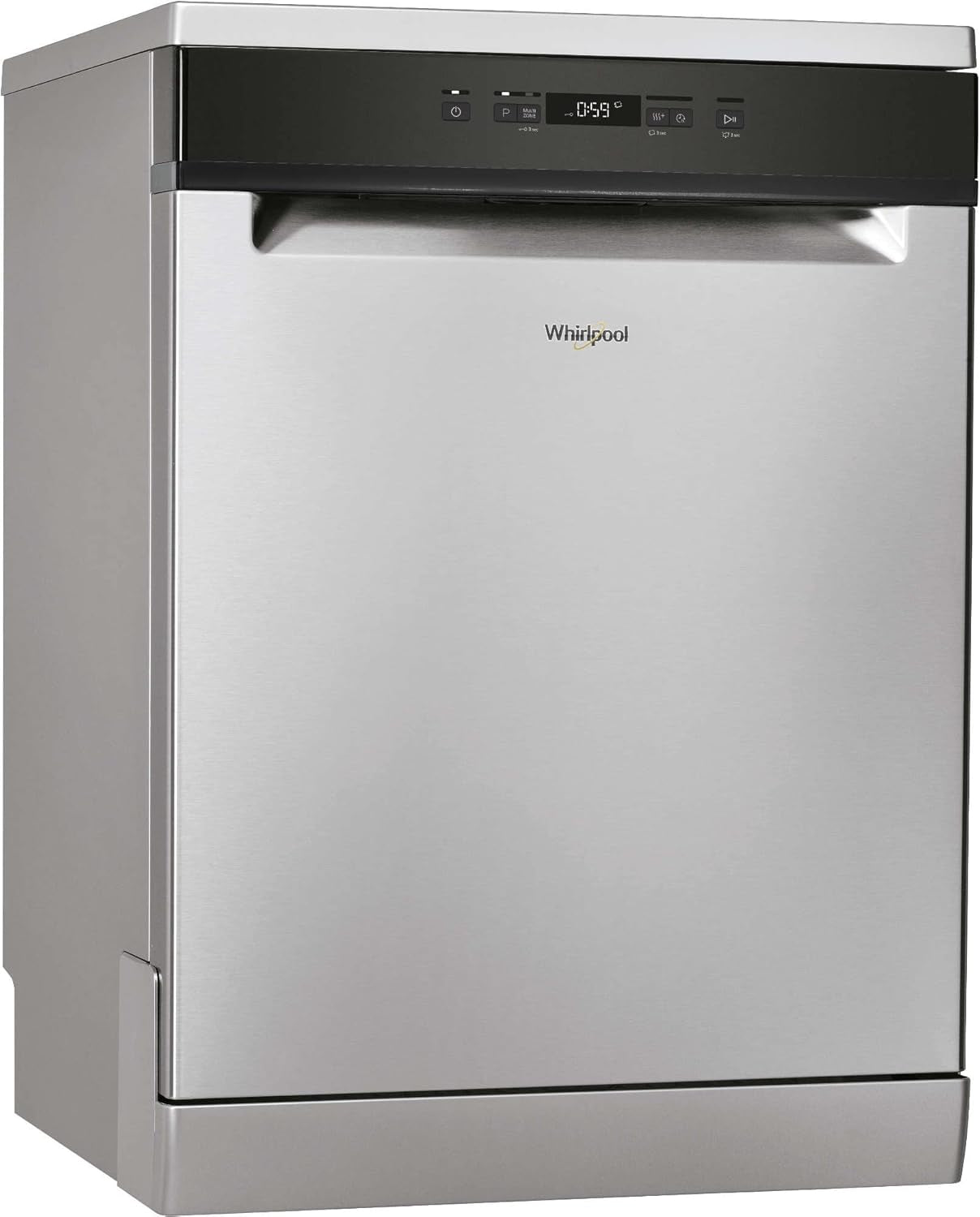 Whirlpool Lave Vaisselle 60 Cm WFC3C34X, Autoportant, Acier Inoxydable, Gris, Noir