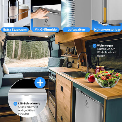 KESSER® Mini Réfrigérateur Avec Serrure, Mini Bar De 40 L, Silencieux, 22 DB, Verrouillable, Chambre À Coucher, Butée De Porte Amovible, Env. 4 À 16 °C, Hauteur 57 Cm, Éclairage Intérieur