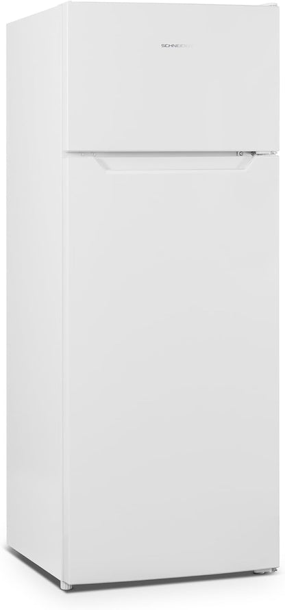 SCDD205W, Réfrigérateur Deux Portes, 206L(169+37), Froid Statique, Poignée Intégrée, 3 Clayettes Verre, 3 Balconnets, Thermostat Réglable, Portes Réversibles, Blanc