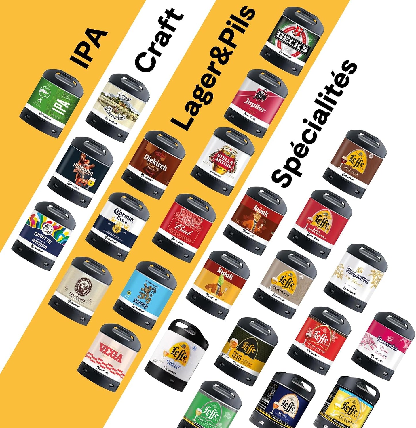 – Pack Tireuse À Bière + 1 Fût Leffe Blonde 6L – Machine Pression À Domicile – Refroidissement À 3°C – 30 Jours Fraîcheur – Écran LED Température – Idée Cadeau Amateur Bière