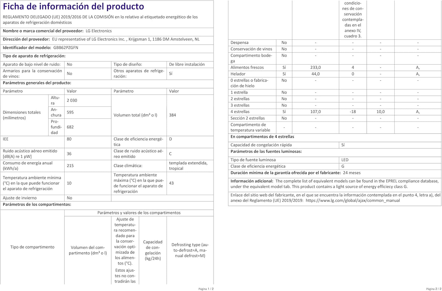Bb62Pzggn Fridge Estate Class D 203 X 59.5 Non-Frost Stainless Steel