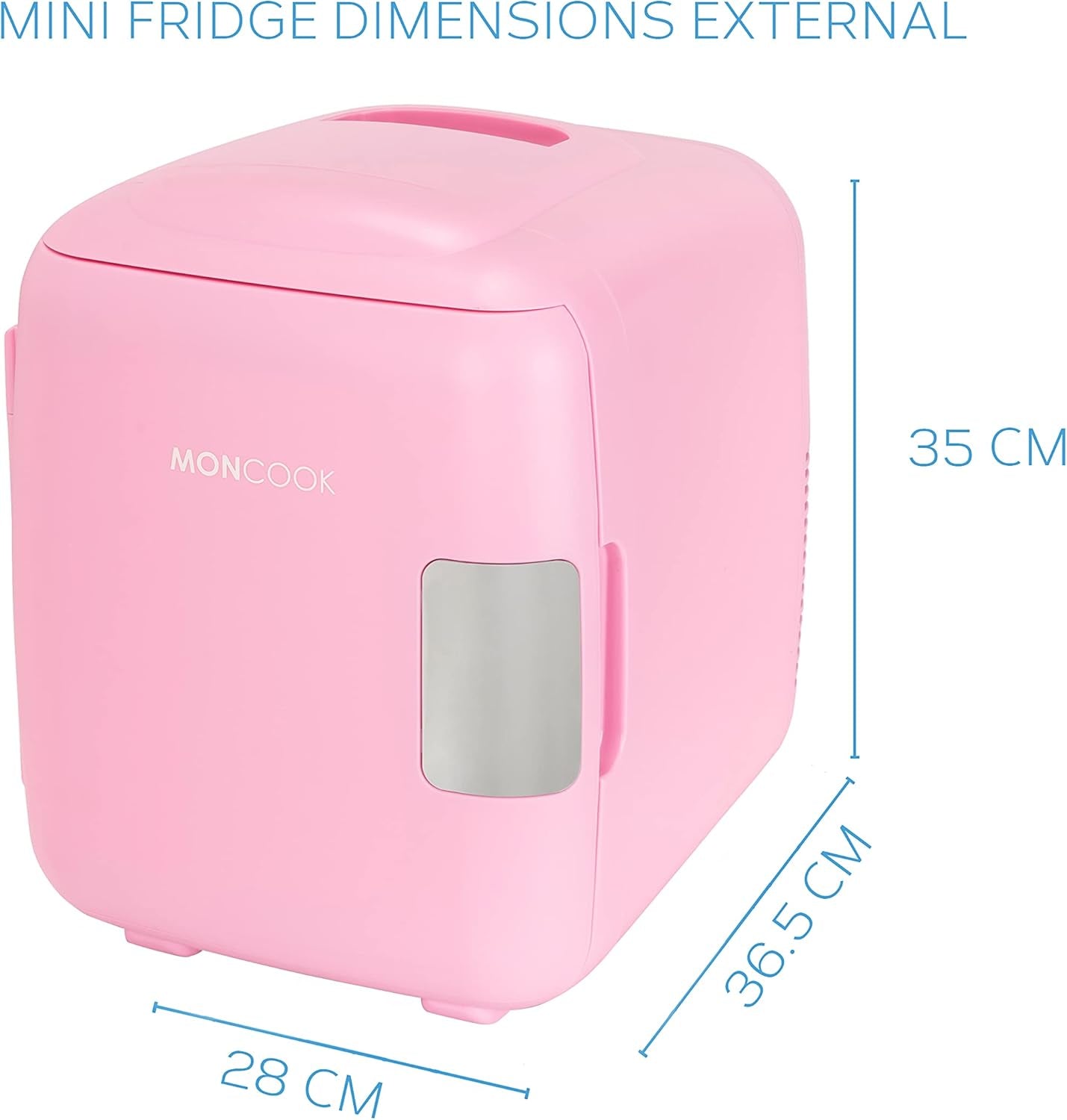 MONCOOK Mini Réfrigérateur - Mini Réfrigérateurs Portables Pour Les Soins De La Peau, La Médecine, La Nourriture Et Les Boissons - Fonction De Refroidissement Et De Réchauffement - 14L - Mono Rose