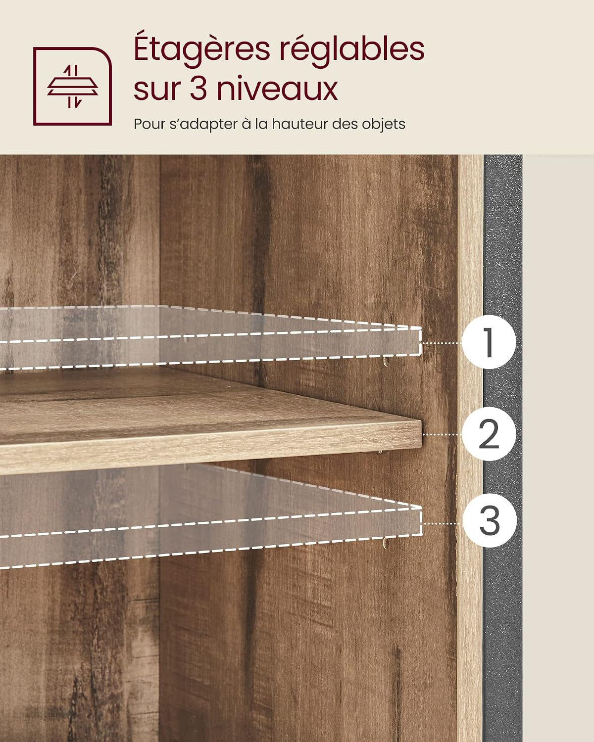 Meuble De Rangement, Buffet Cuisine, Commode, Avec Porte Coulissante, 30 X 70 X 80 Cm, Étagères Réglables, Pour Salon, Marron Camel Et Noir D'Encre LSC089B50V1 | DAXTON LSC089B50 Armoire De Cuisine, Étagère Réglable, Compartiment Ouvert, Style Industriel,