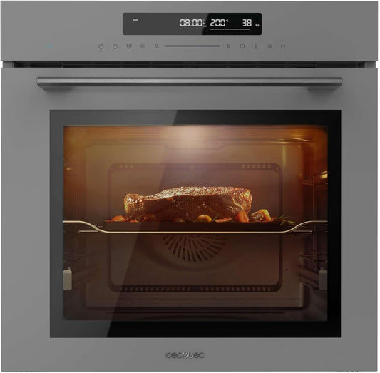 Four Encastrable 60Cm Bolero Hexa SM406000 Glass Grey A+. 2900W, 72L, 12 Fonctions Avec Steak Master, Pizza Master, Steam Assist, Steam Easyclean, Mode Eco Et Décongélation, Electronic Timer