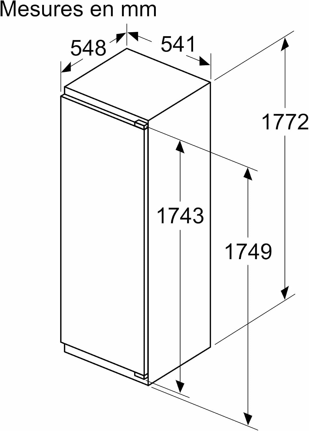 Bosch KIR81VFE0 Série 4 - Réfrigérateur, Encastrable, Tiroir Multi Box XXL | 177.2 X 54.1 Cm, 310 L, Éclairage LED, Fonction Super Réfrigération