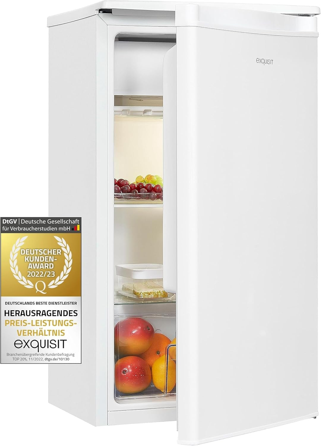 Exquisit KS86-0-090E Kühlschrank, 44,5Cm Breit, 79 L, LED, Weiß