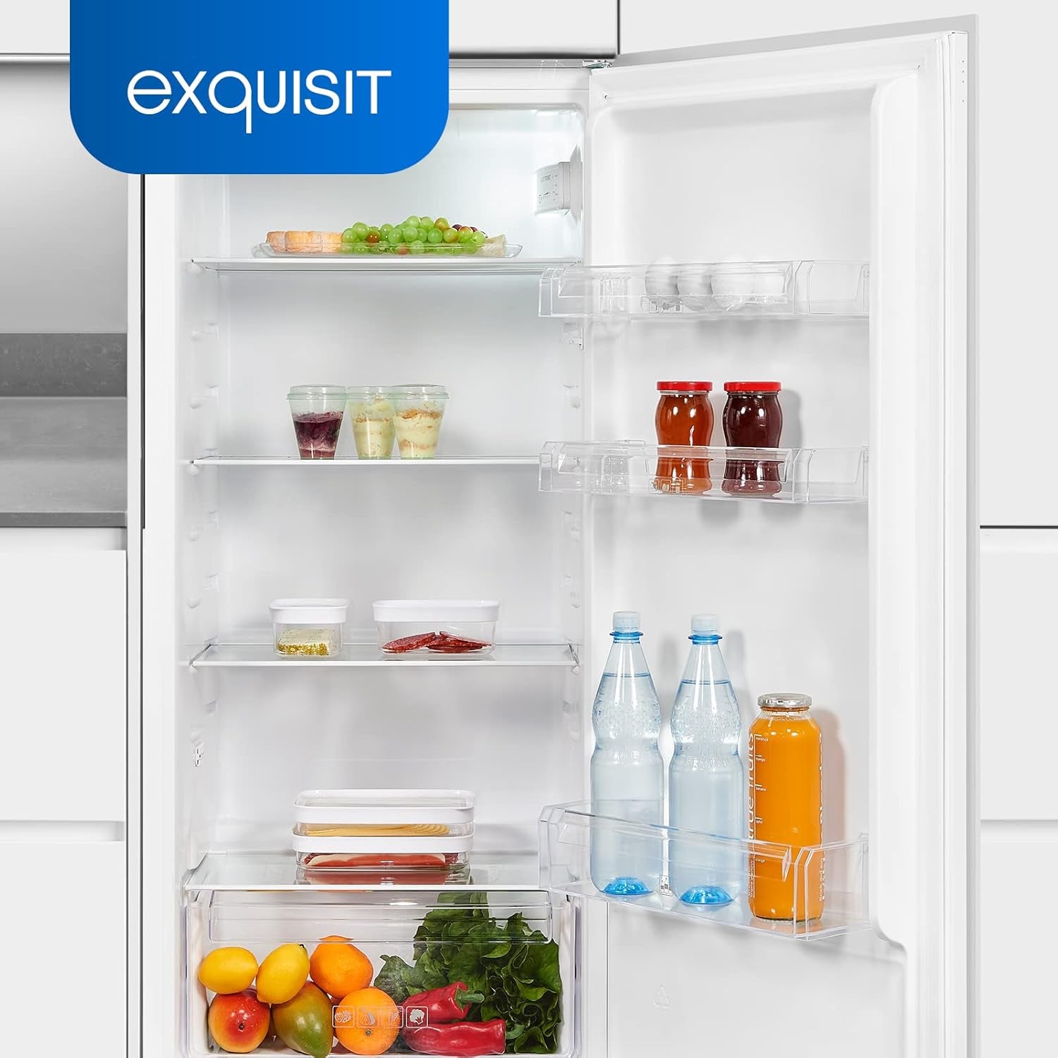 Exquisit Réfrigérateur Encastrable EKS201-V-E-040F - Encastrable - Montage De Porte - Capacité Utile : 199 L - Blanc