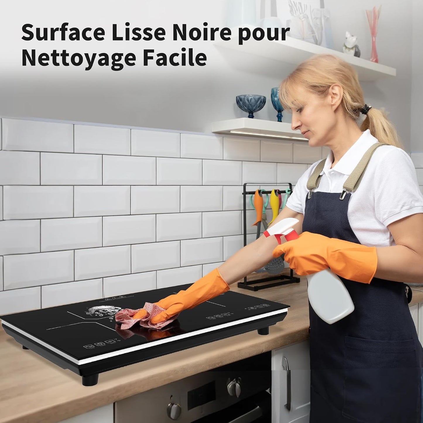 Plaque Induction 2 Feux, Plaque De Cuisson Electrique 220V 3600W, Plaque Vitrocéramique 2 Feux, Capteur LED Tactile, Tables De Cuisson, Verrouillage Enfant, Minuterie, Plaque À Induction Portable