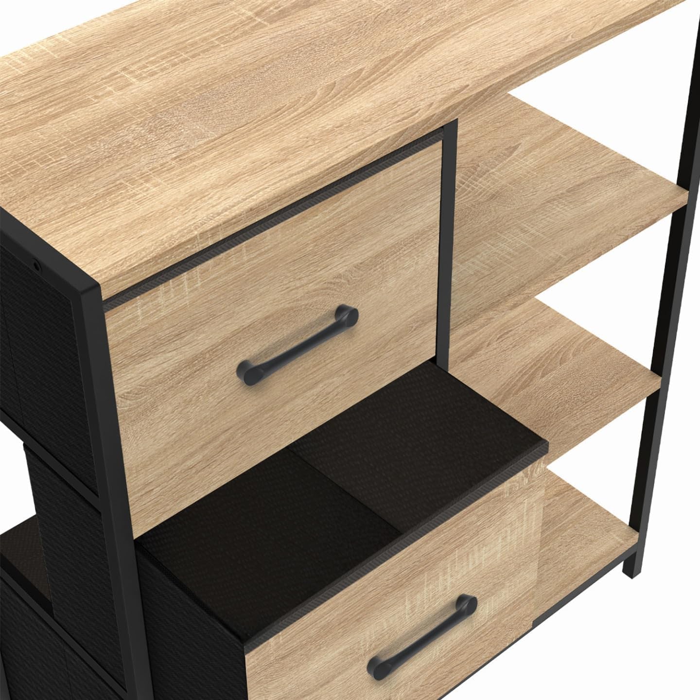 - Buffet D'Appoint Utah Design Industriel | Avec 3 Tiroirs Et Étagères, 70 Cm